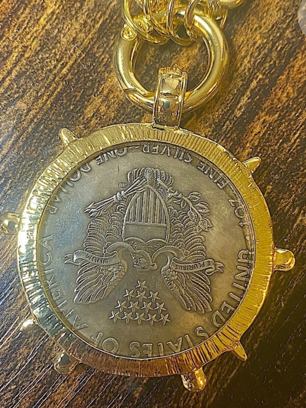 Gold Walking Liberty 1900 Coin Statement Necklace Y Lariat - Picture 3 of 3